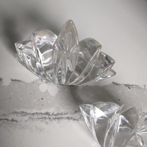 Vintage Crystal Glass Lotus Shaped Candlestick Holders  Set of two - Picture 10 of 12